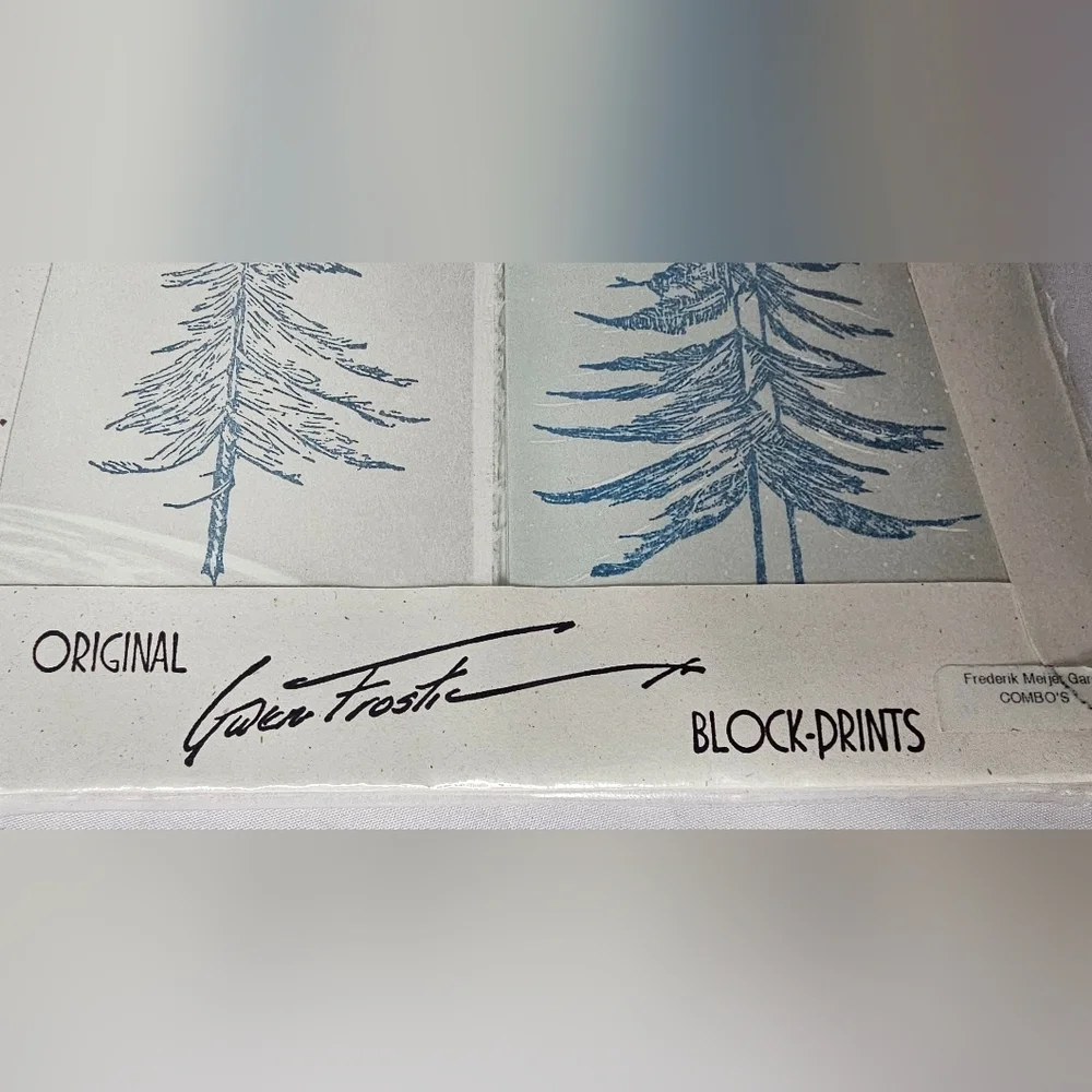 Gwen Frostic Original Block Prints Stationery Set Vtg Michigan Nature Trees NOS
